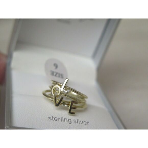 Vita Di Grazia Milano 925 Sterling Silver Sz 6 Gold Plated Love Stackable Rings - Picture 6 of 8